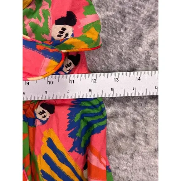 Farm Rio Dress Medium Womens Graphic Macaws Coral Tie Front Strapless Mini - Picture 5 of 8